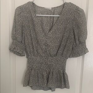 Black & White Smocked Peplum